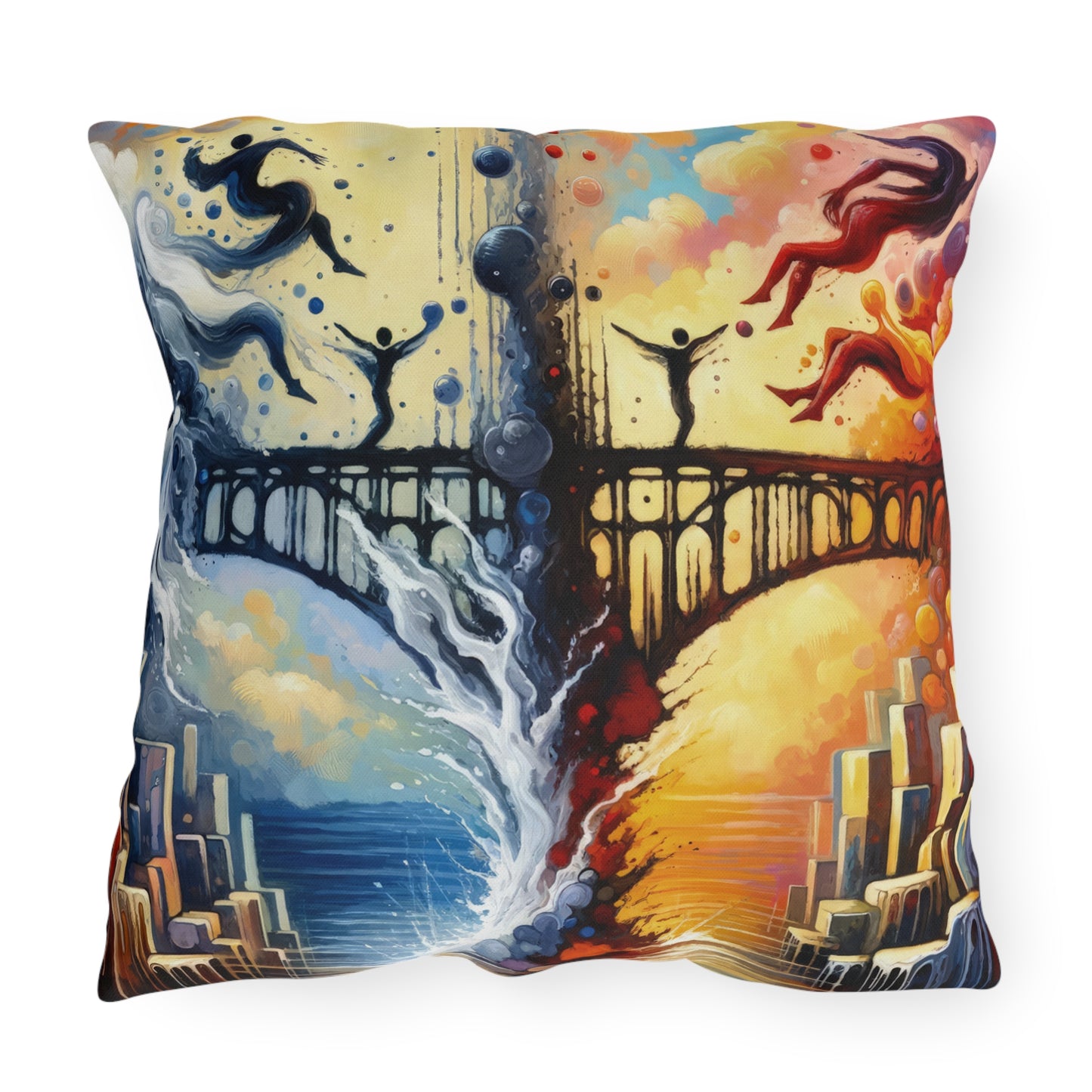 Faithful Diving Bridges Outdoor Pillows