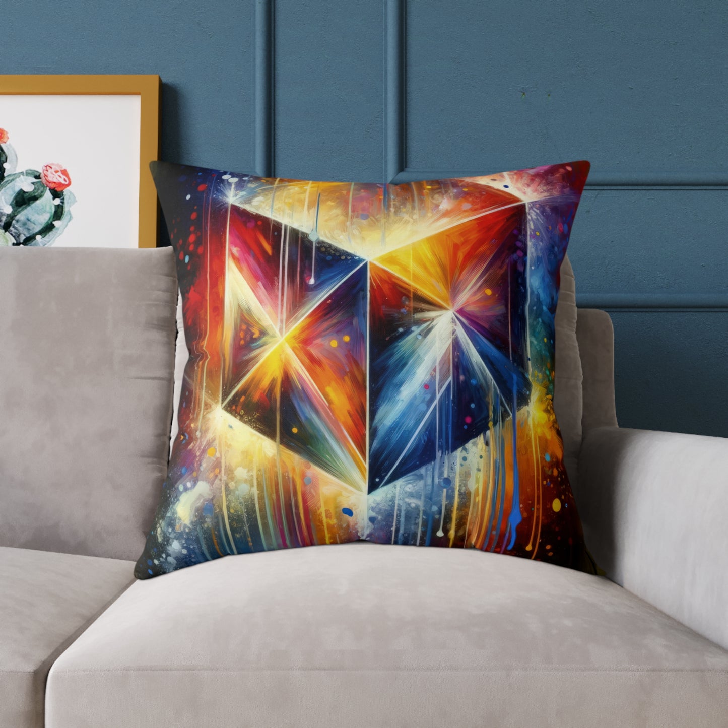 Prismatic Light Spectrum Spun Polyester Pillow
