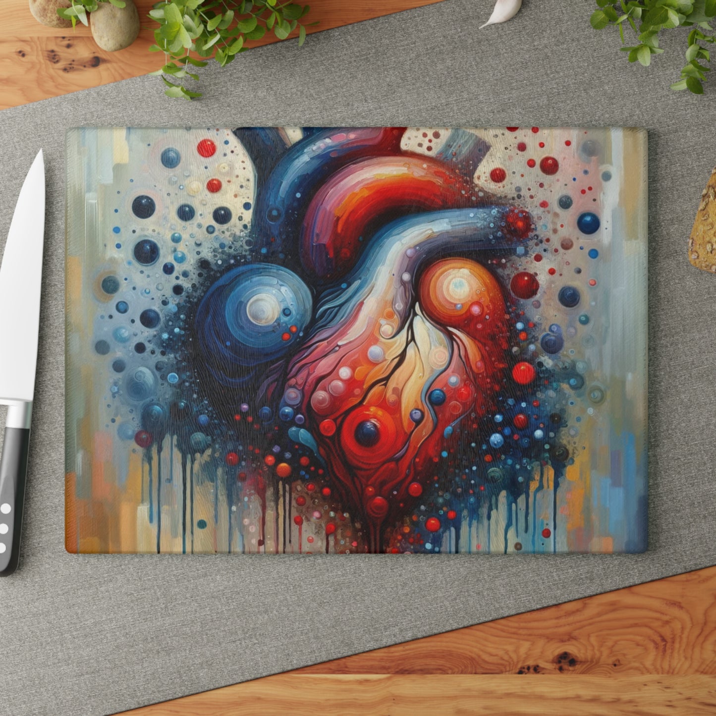 Empathetic Heart Expression Glass Cutting Board