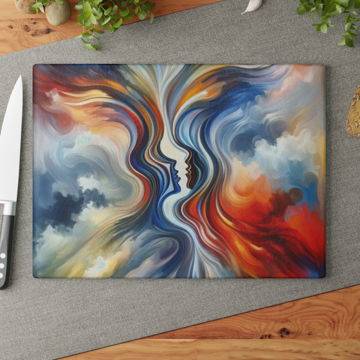 Convergent Abstract Unity Glass Cutting Board