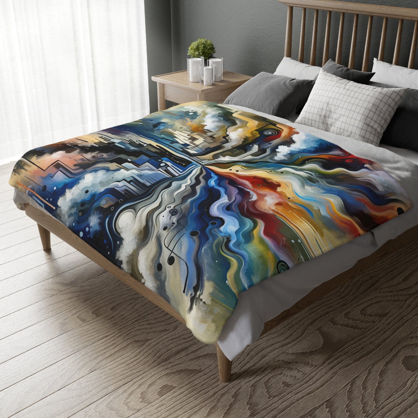 Digital Divide Navigation Velveteen Microfiber Blanket (Two-sided print)