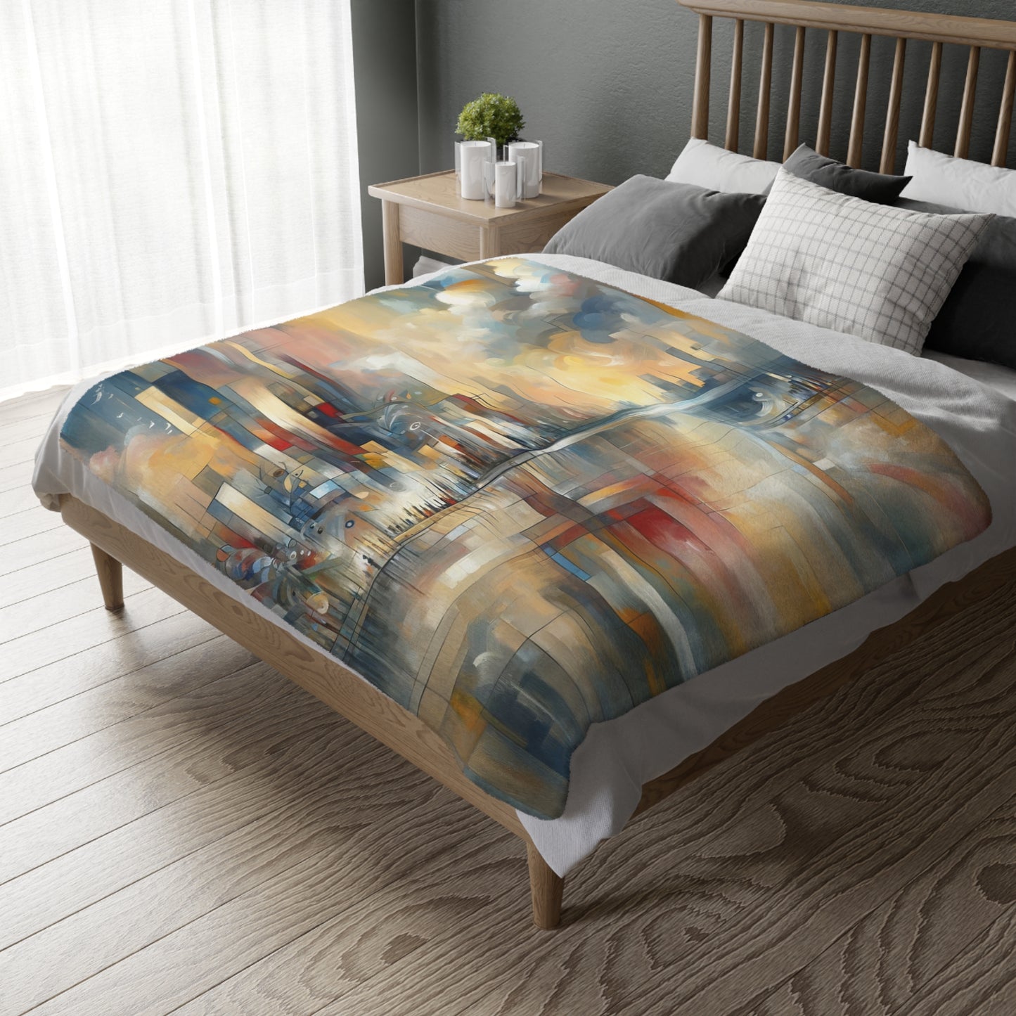 Abstract Buzzing Stillness Velveteen Microfiber Blanket (Two-sided print)