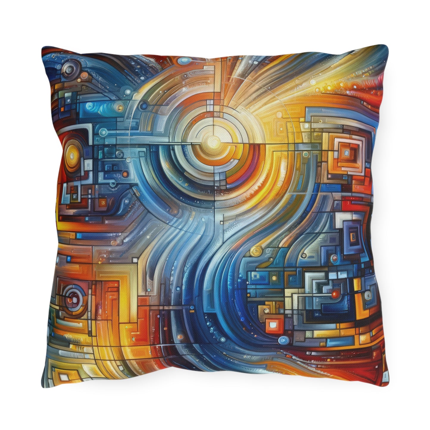 Digital Tachism Connectivity Outdoor Pillows