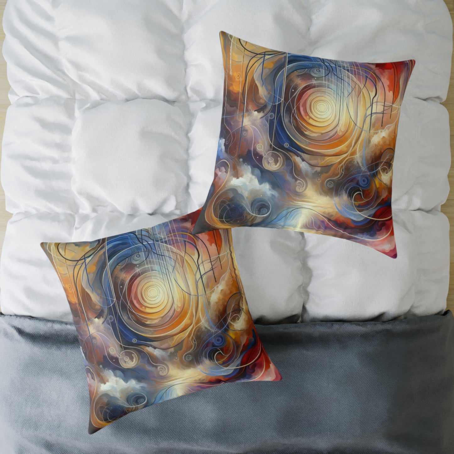 Presence Anchored Tachism Spun Polyester Pillow