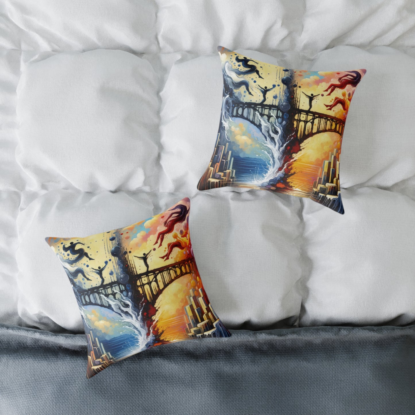 Faithful Diving Bridges Spun Polyester Pillow