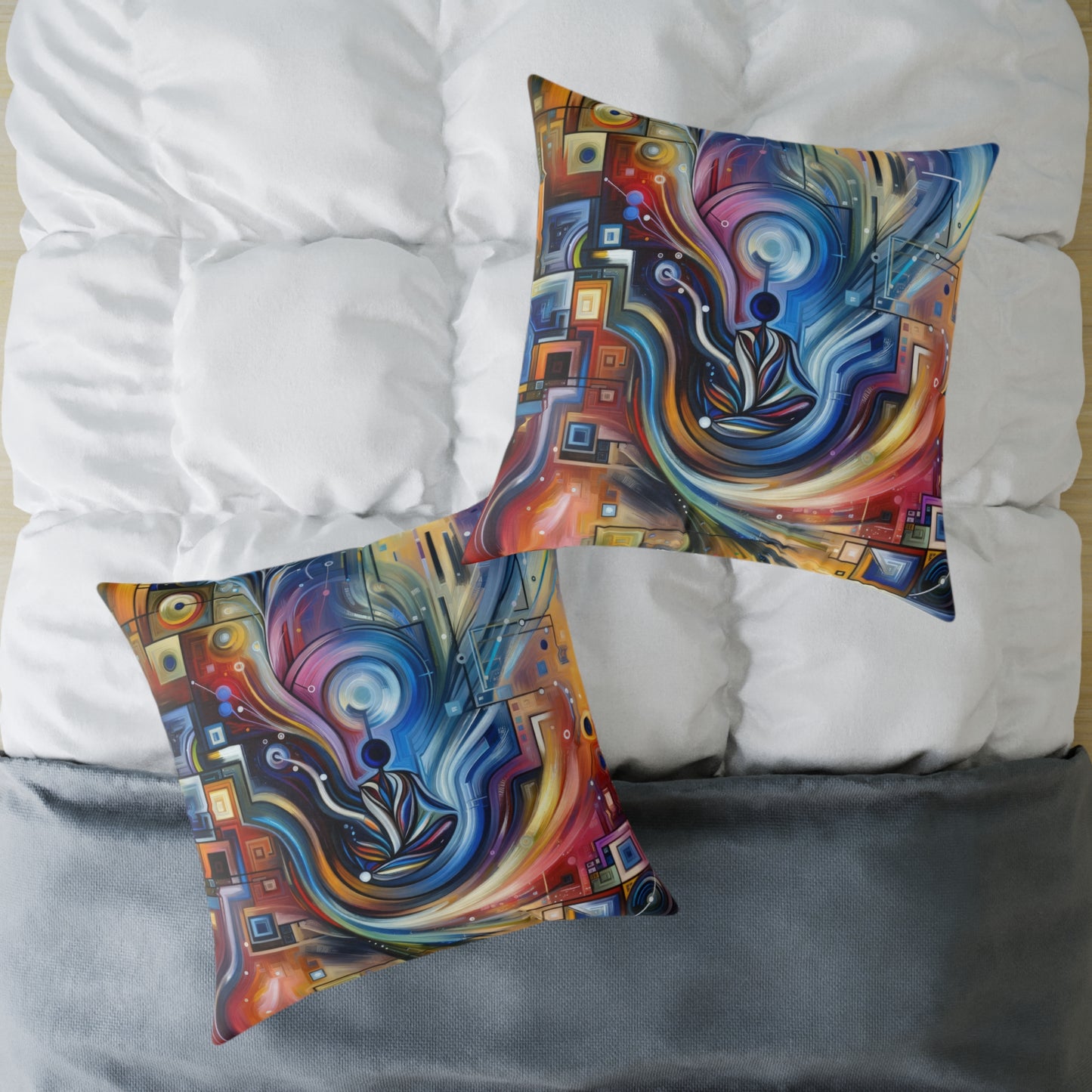 Digital Mindfulness Abstract Spun Polyester Pillow
