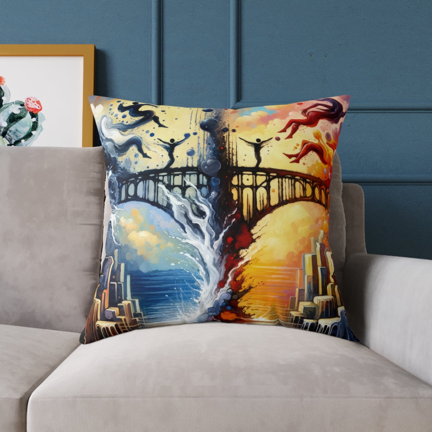 Faithful Diving Bridges Spun Polyester Pillow