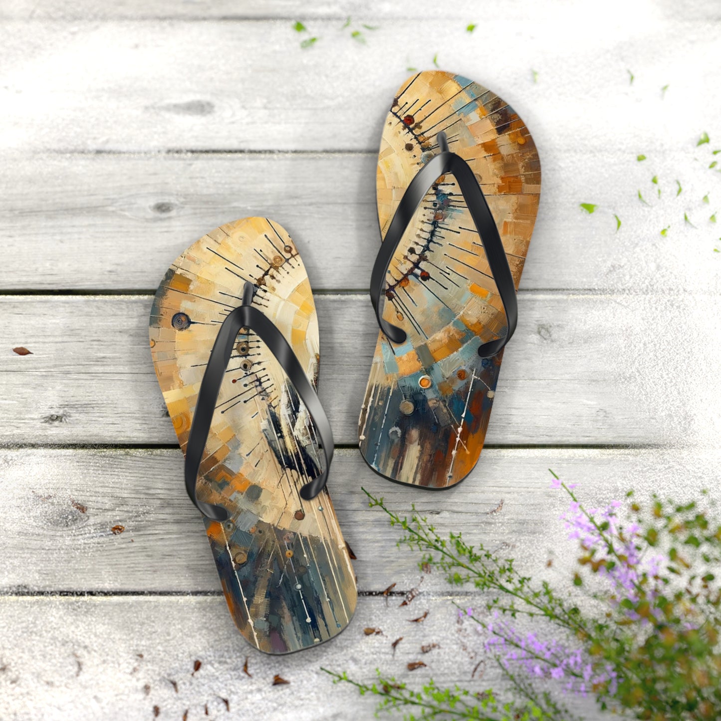 Sovereign Reflective Tachism Flip Flops