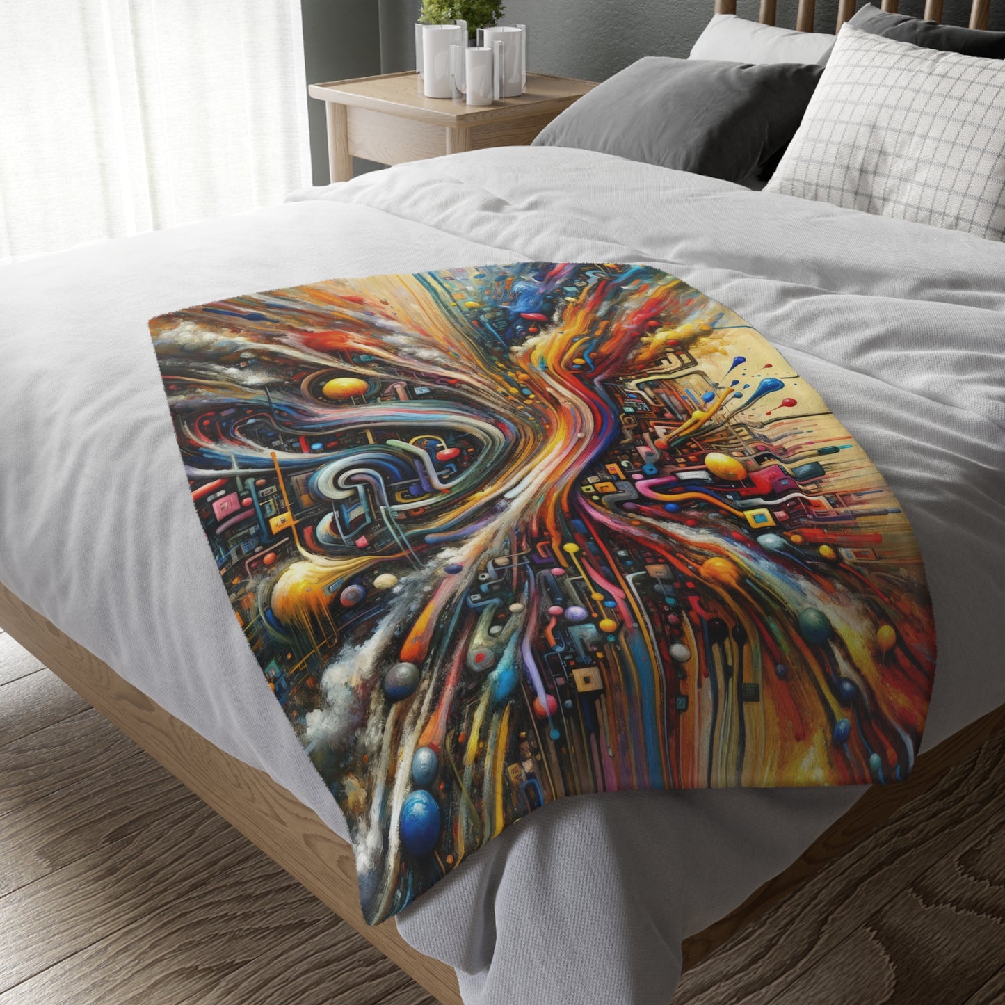 Information Bottleneck Cascade Velveteen Microfiber Blanket (Two-sided print)