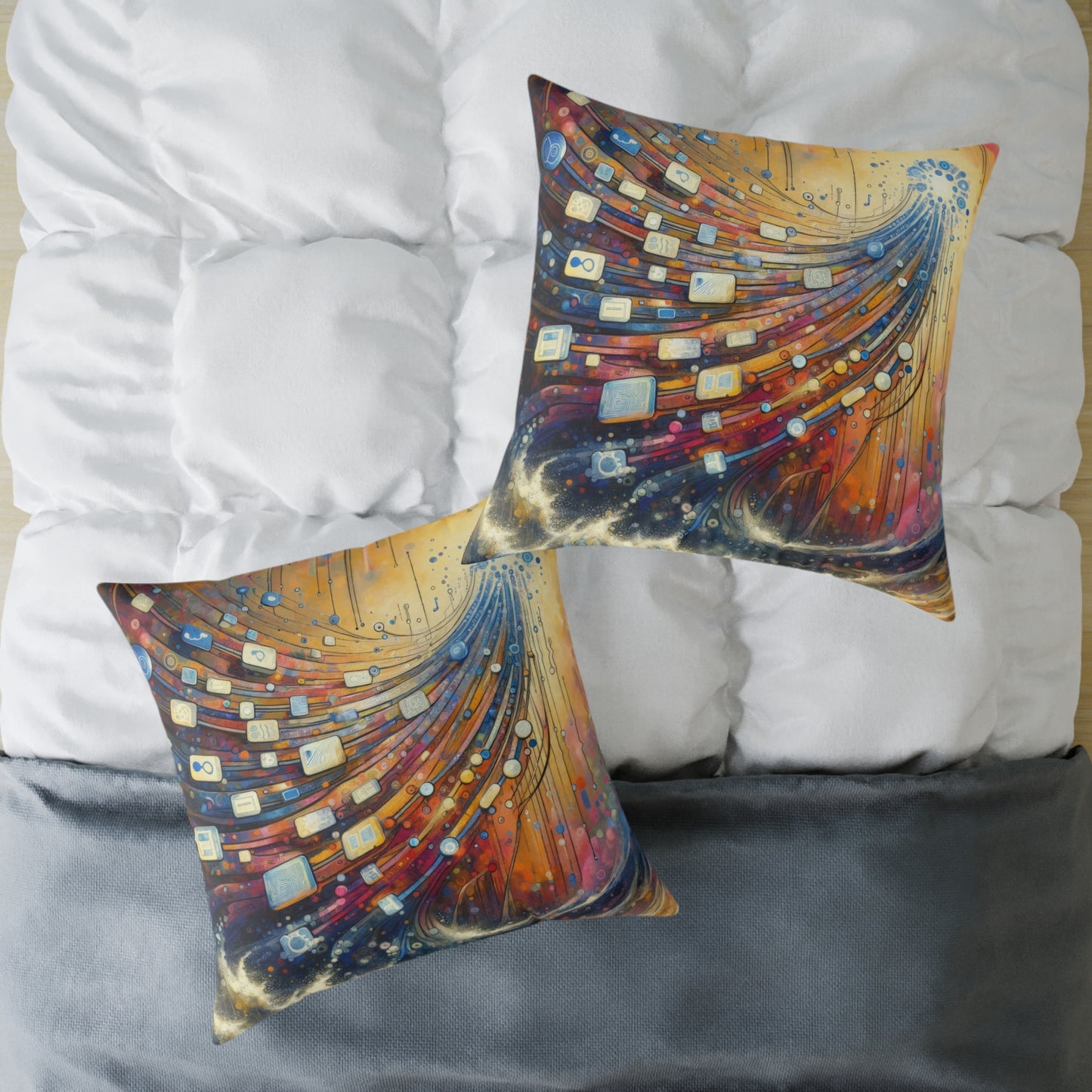 Digital Tapestry Weaving Spun Polyester Pillow