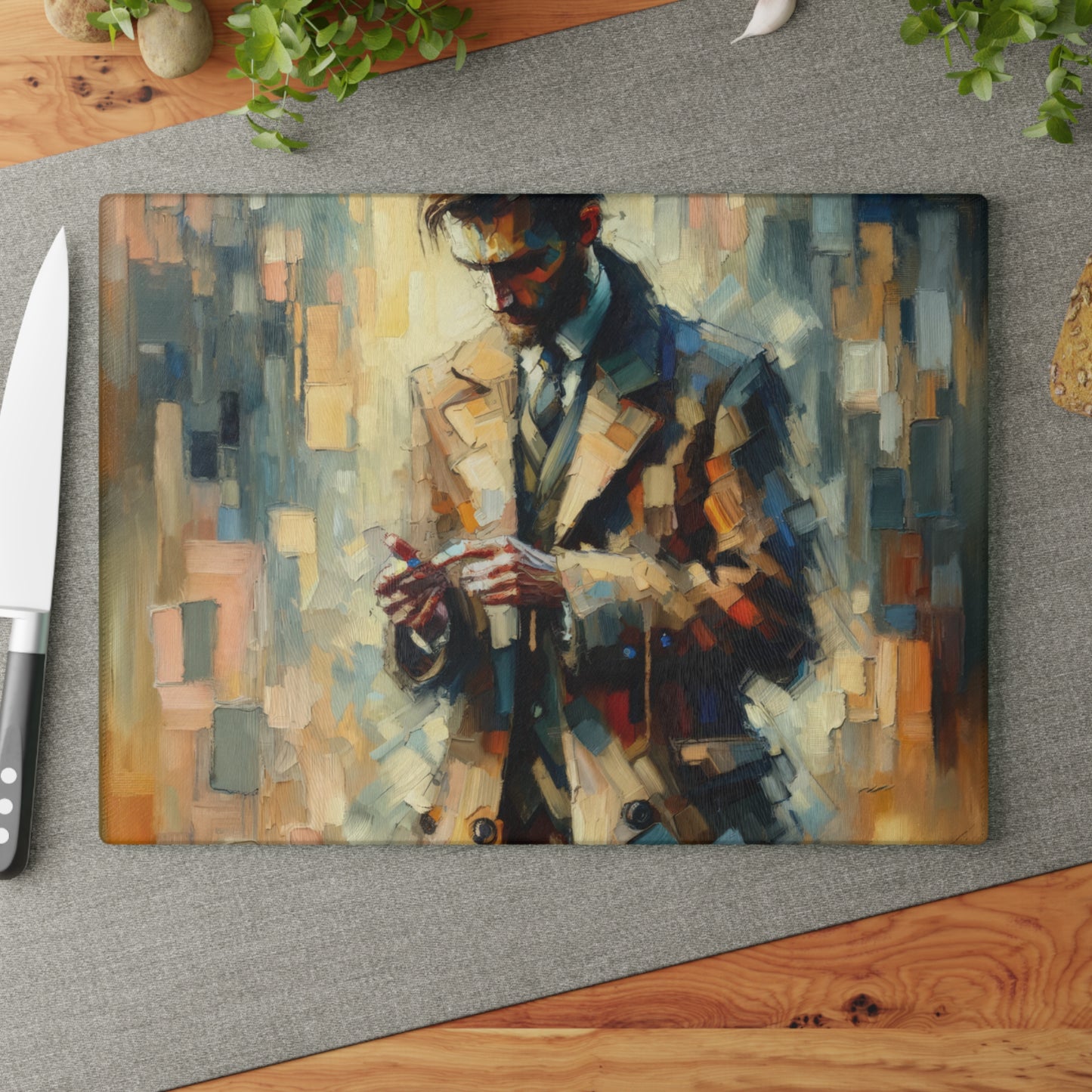 Urban Tachism Encounter Glass Cutting Board