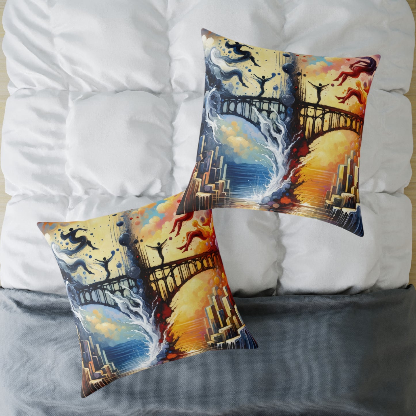 Faithful Diving Bridges Spun Polyester Pillow