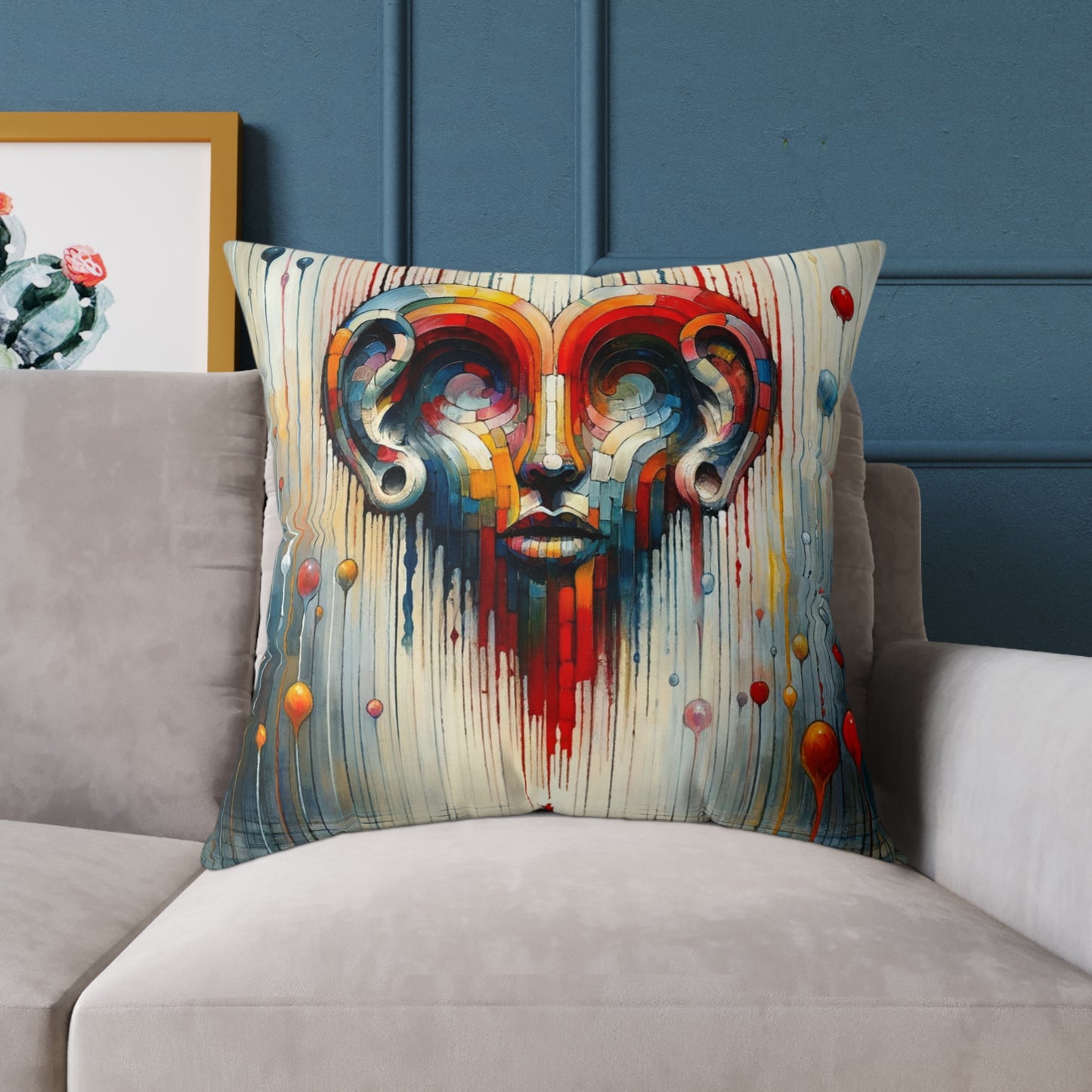 Ears Heart Expression Spun Polyester Pillow