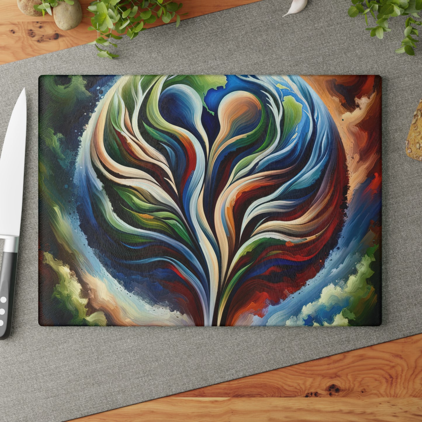 Interconnected Earth Advocates Glass Cutting Board