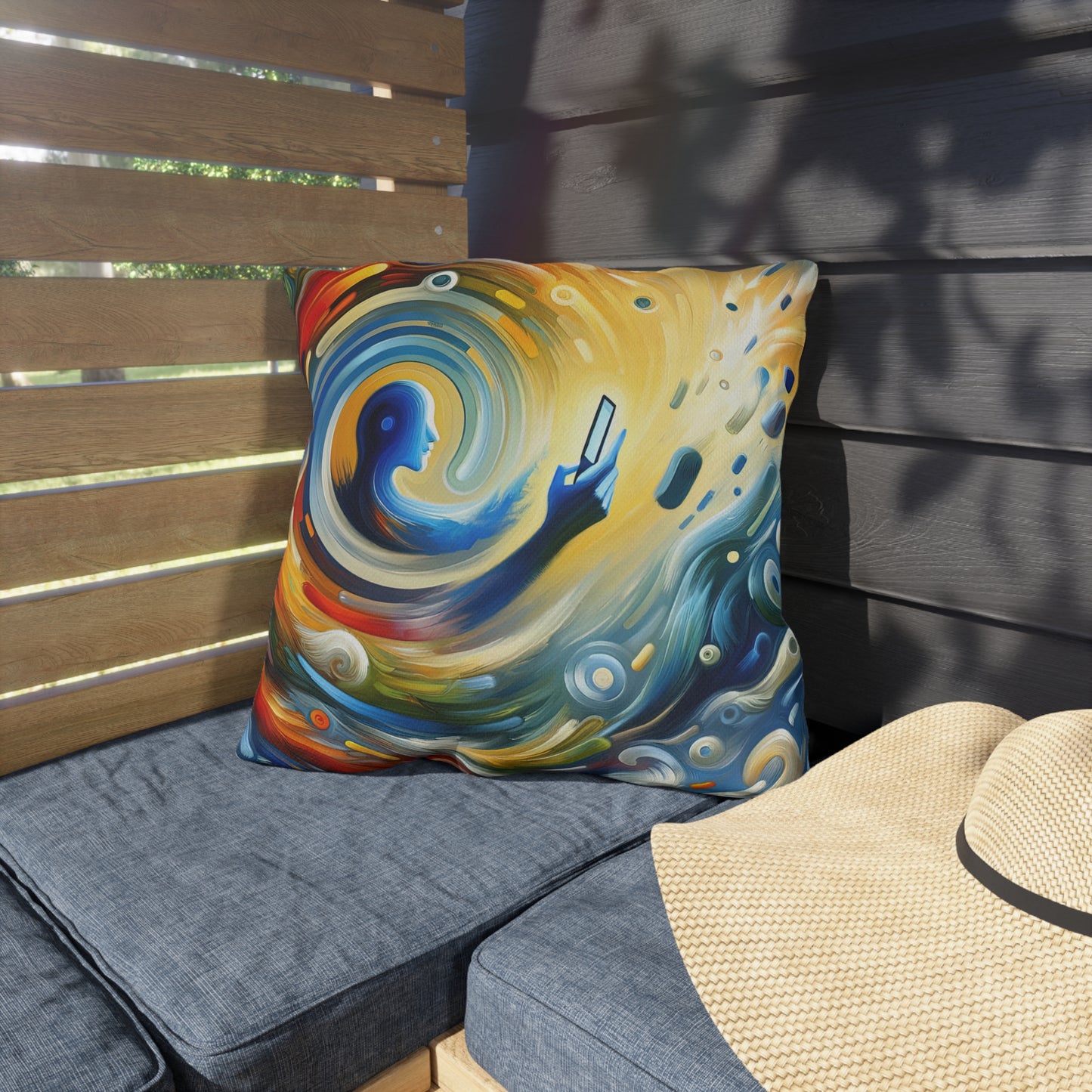 Swipe Connection Tachism Outdoor Pillows