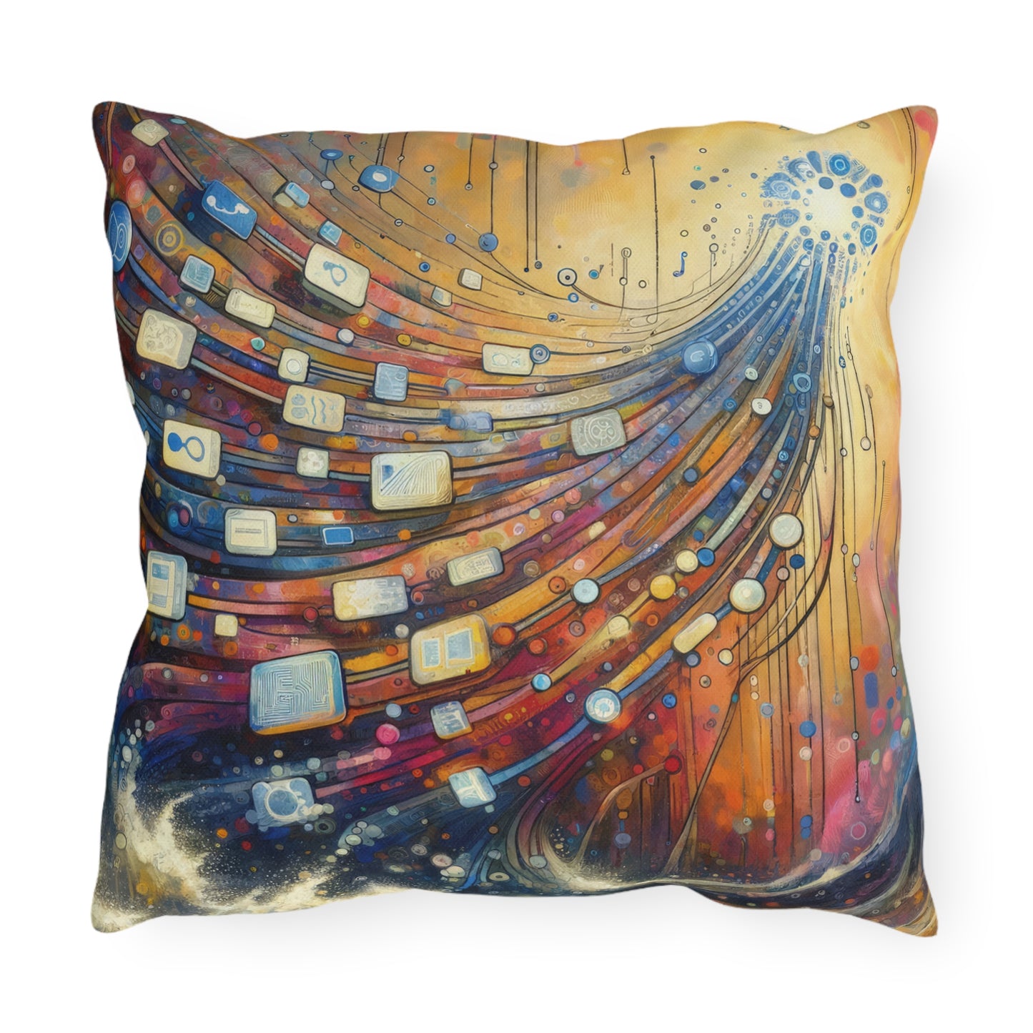 Digital Tapestry Weaving Outdoor Pillows