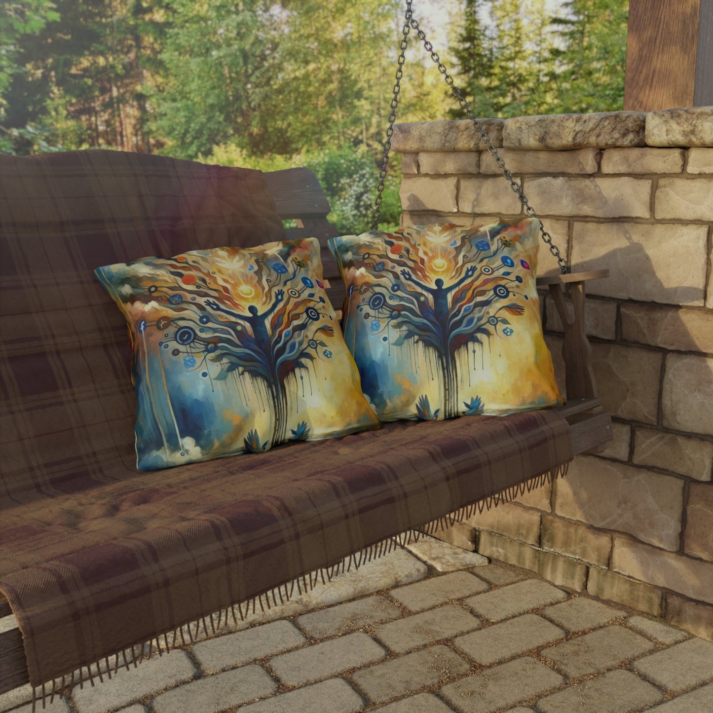 Reflective Digital Meditation Outdoor Pillows