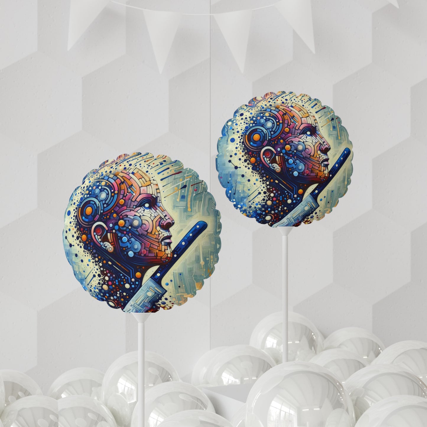 Digital Carving Abstract Balloon (Round and Heart-shaped), 11"