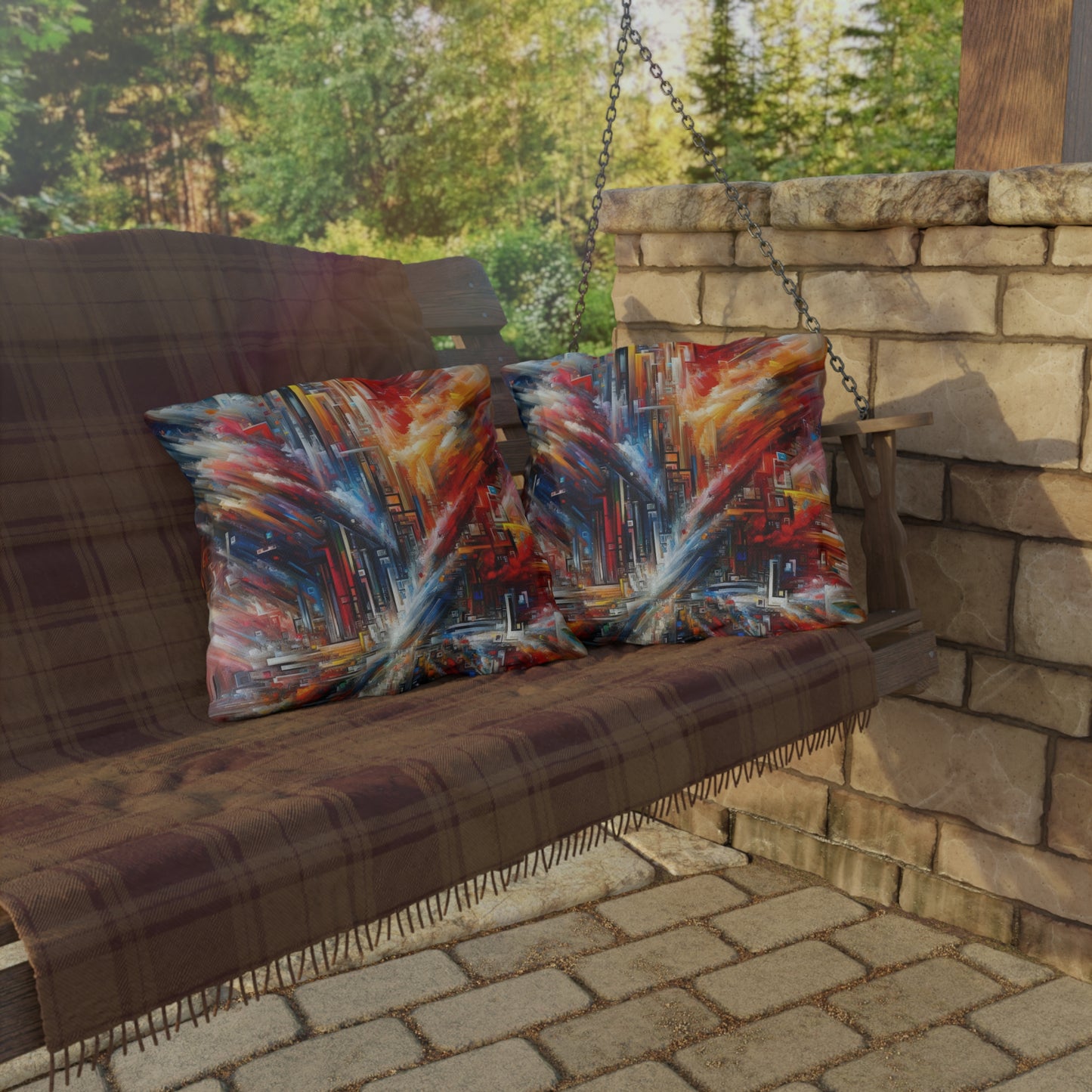 Digital Chaos Symphony Outdoor Pillows