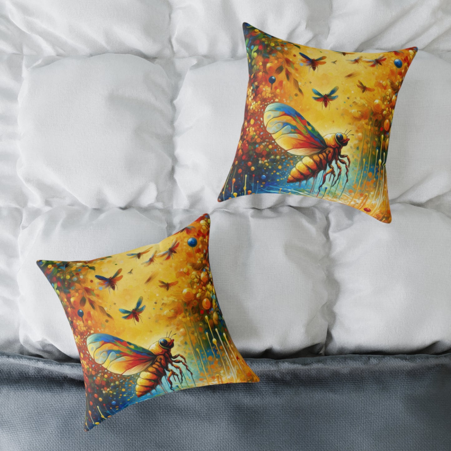 Seasonal Cicada Vibrance Spun Polyester Pillow