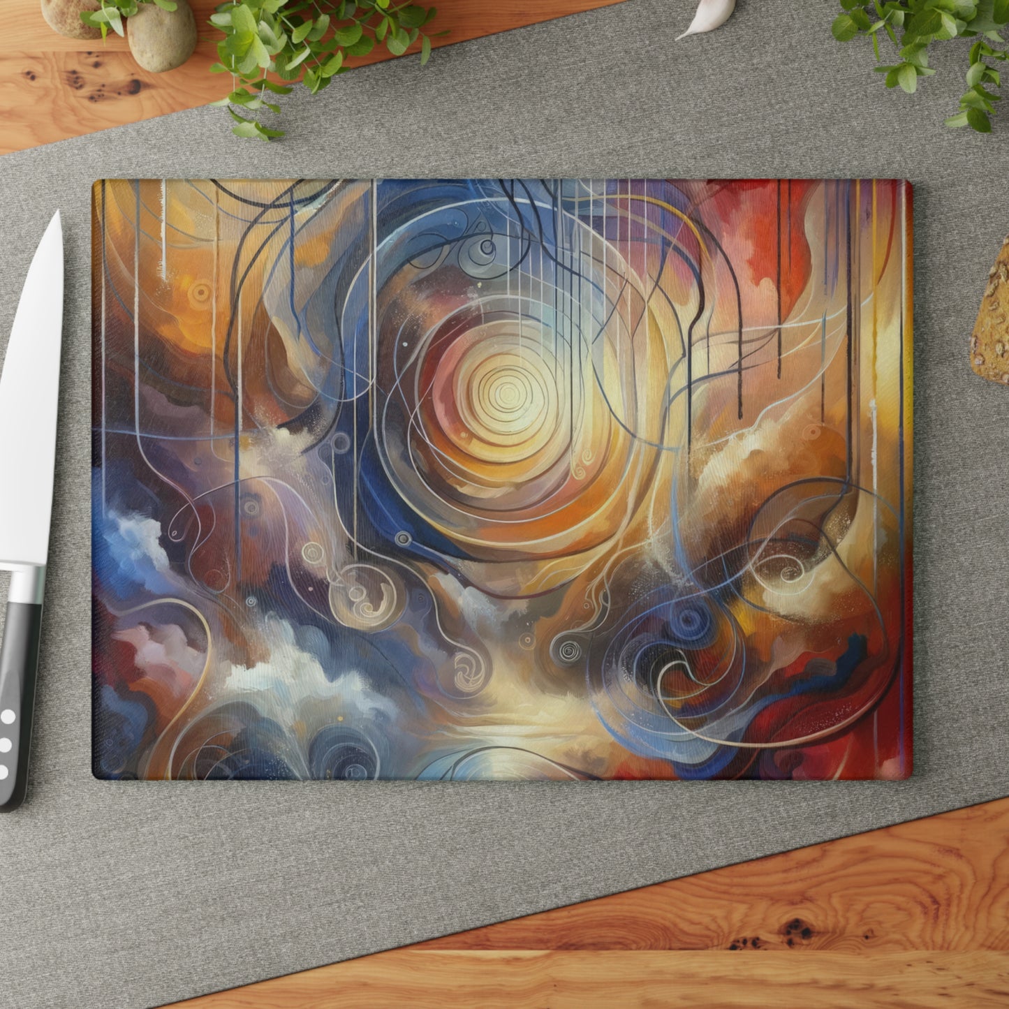 Presence Anchored Tachism Glass Cutting Board