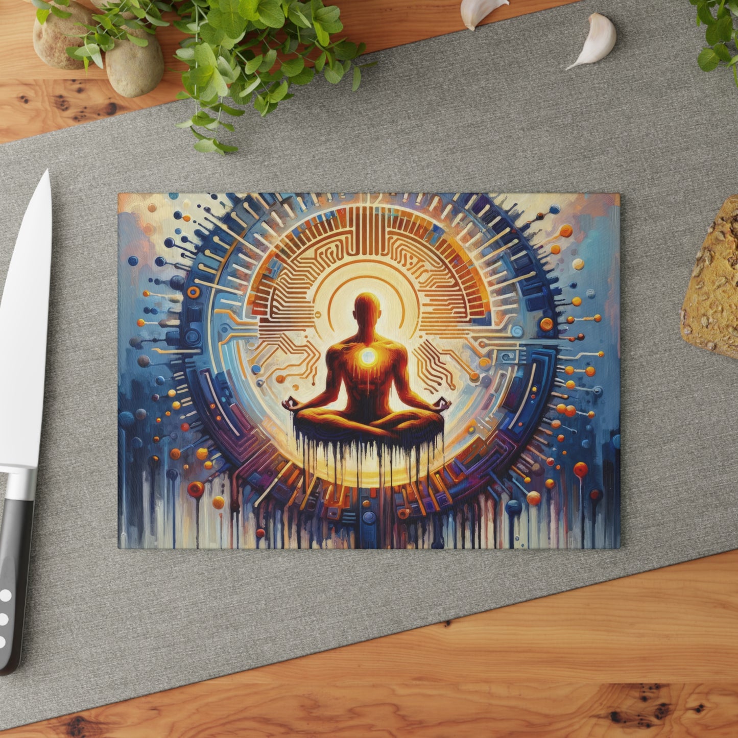Meditative Technological Fusion Glass Cutting Board