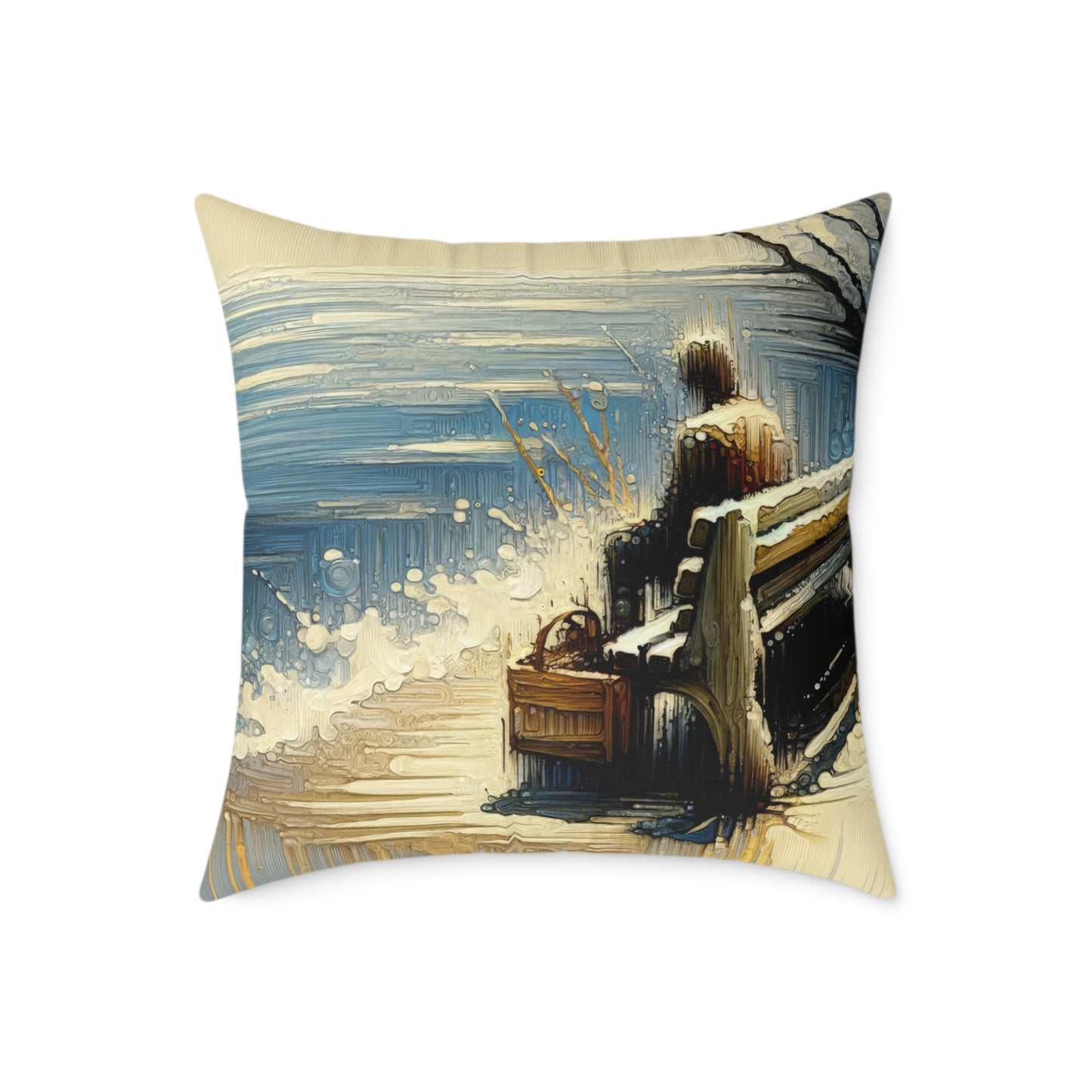 Seaside Solitude Tachism Spun Polyester Pillow