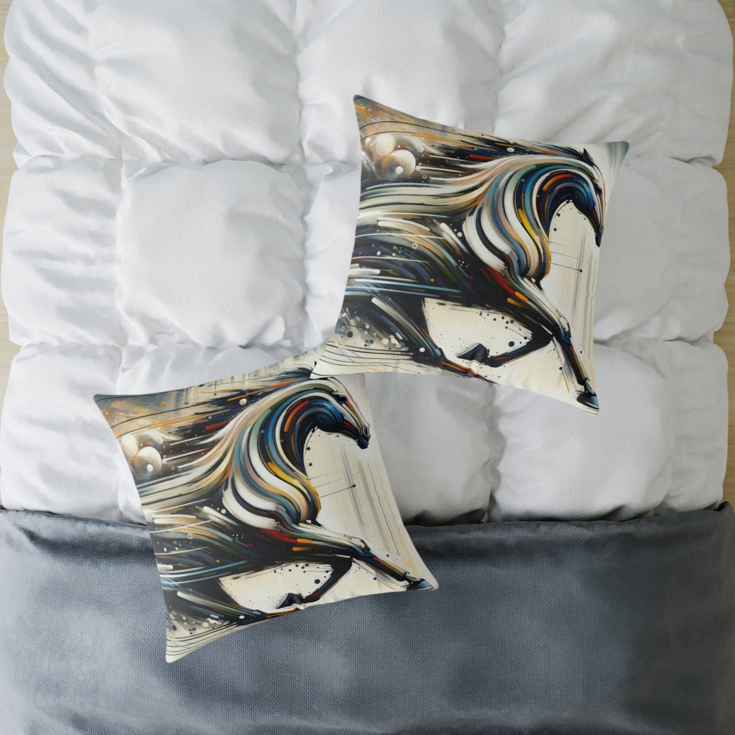 Hyperlinked Horsepower Gallop Spun Polyester Pillow