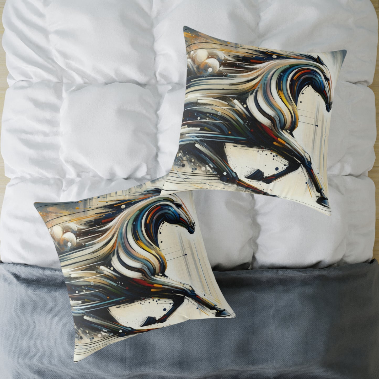 Hyperlinked Horsepower Gallop Spun Polyester Pillow