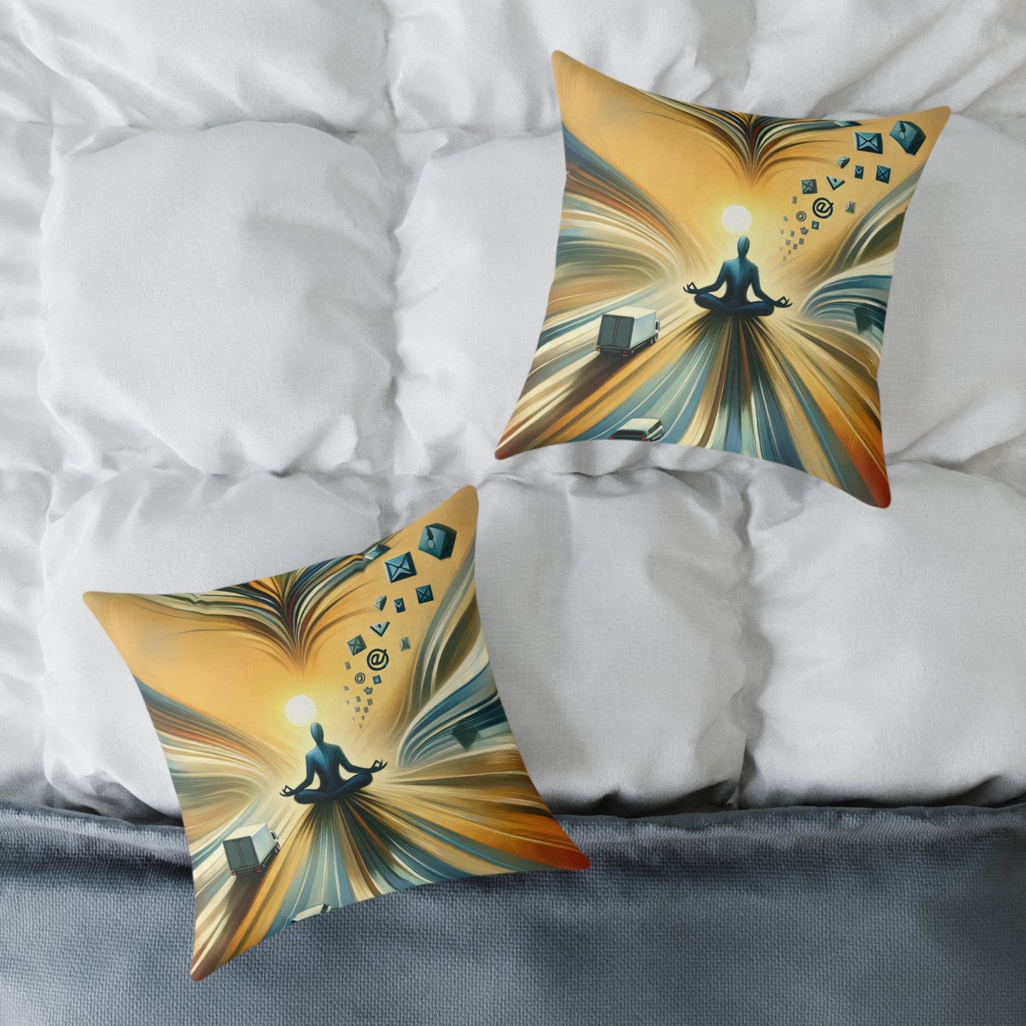 Meditative Commute Flow Spun Polyester Pillow