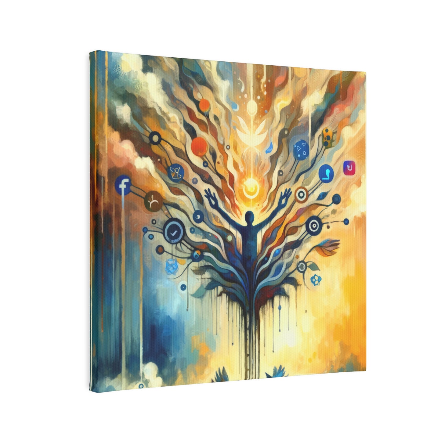 Reflective Digital Meditation Canvas Photo Tile