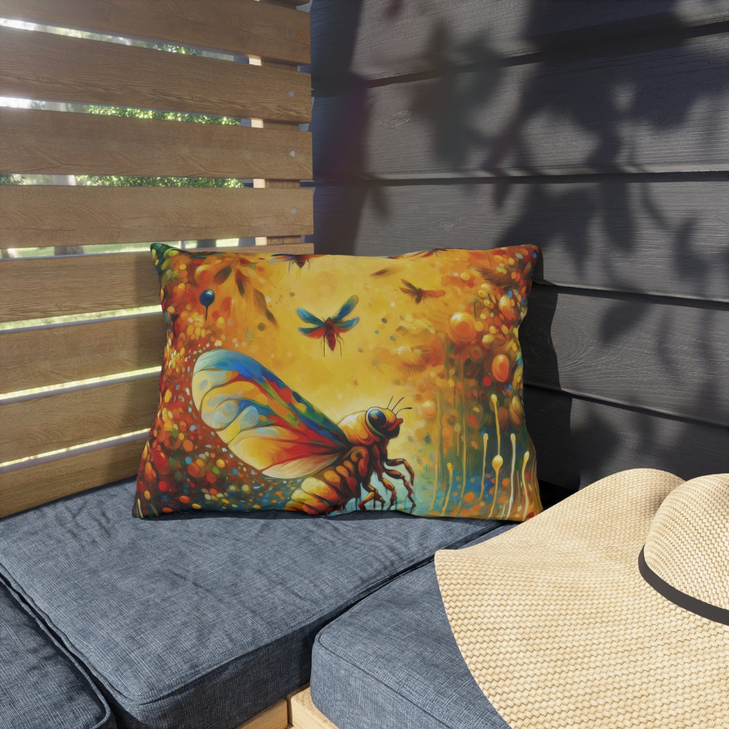 Seasonal Cicada Vibrance Outdoor Pillows