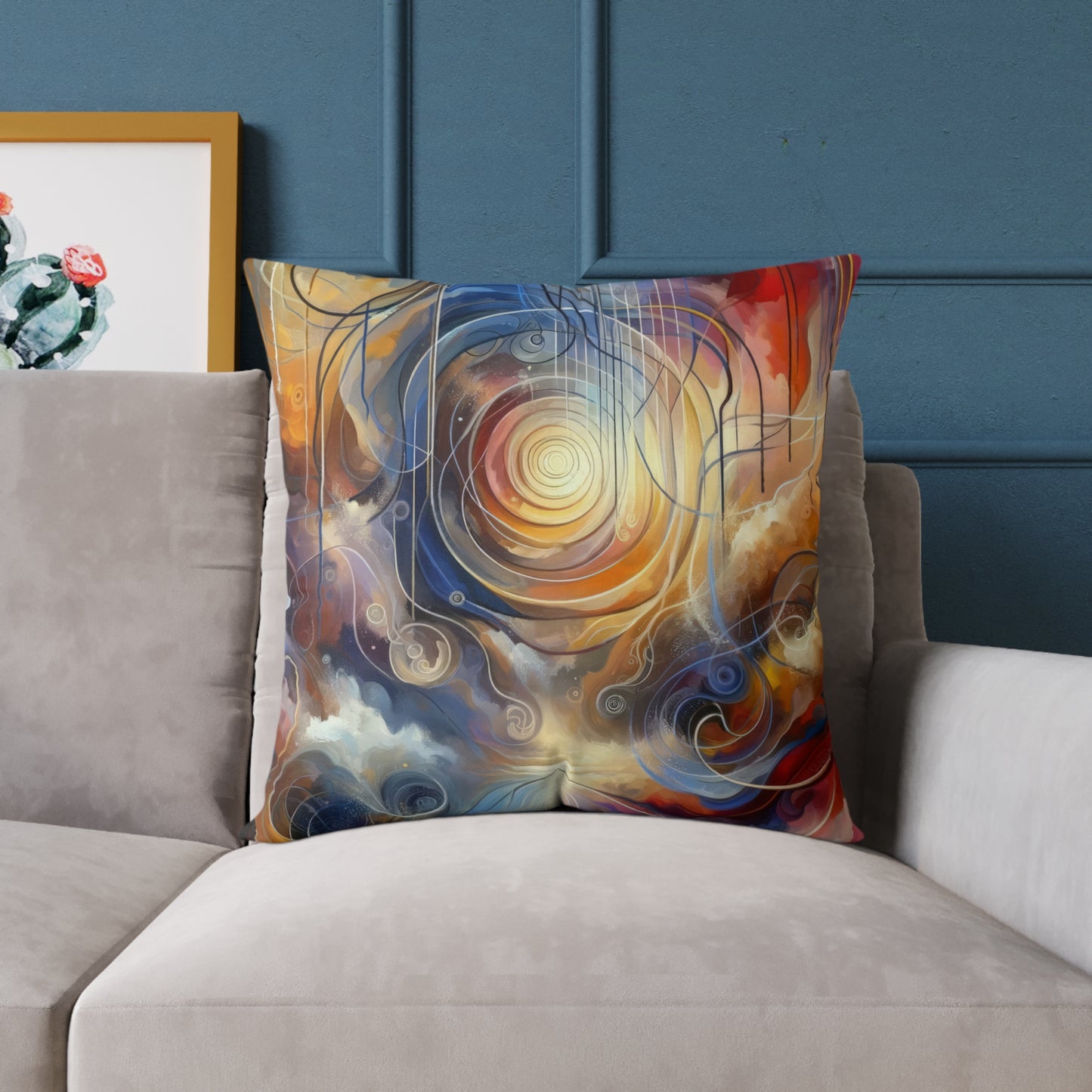Presence Anchored Tachism Spun Polyester Pillow