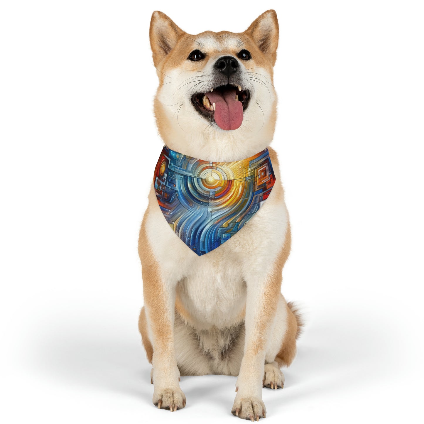 Digital Tachism Connectivity Pet Bandana Collar