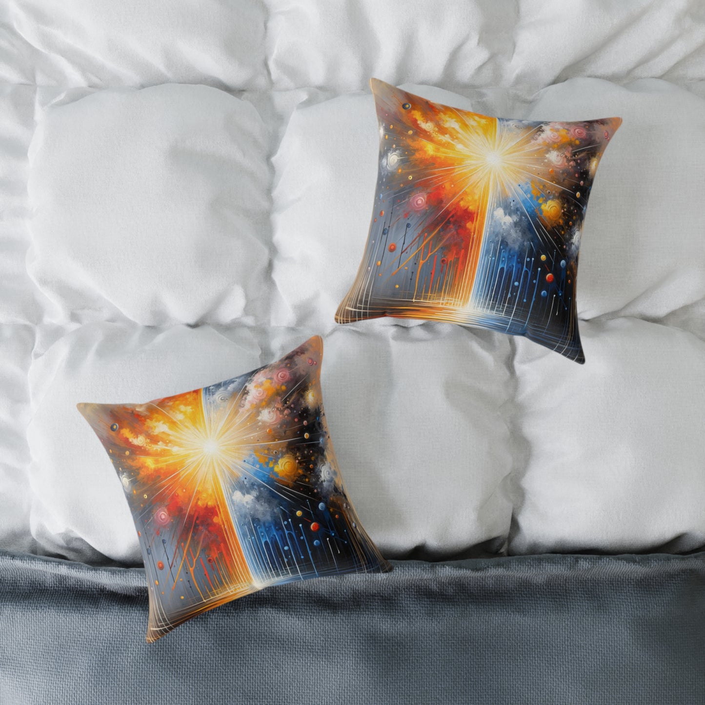 Luminous Abstract Tachism Spun Polyester Pillow