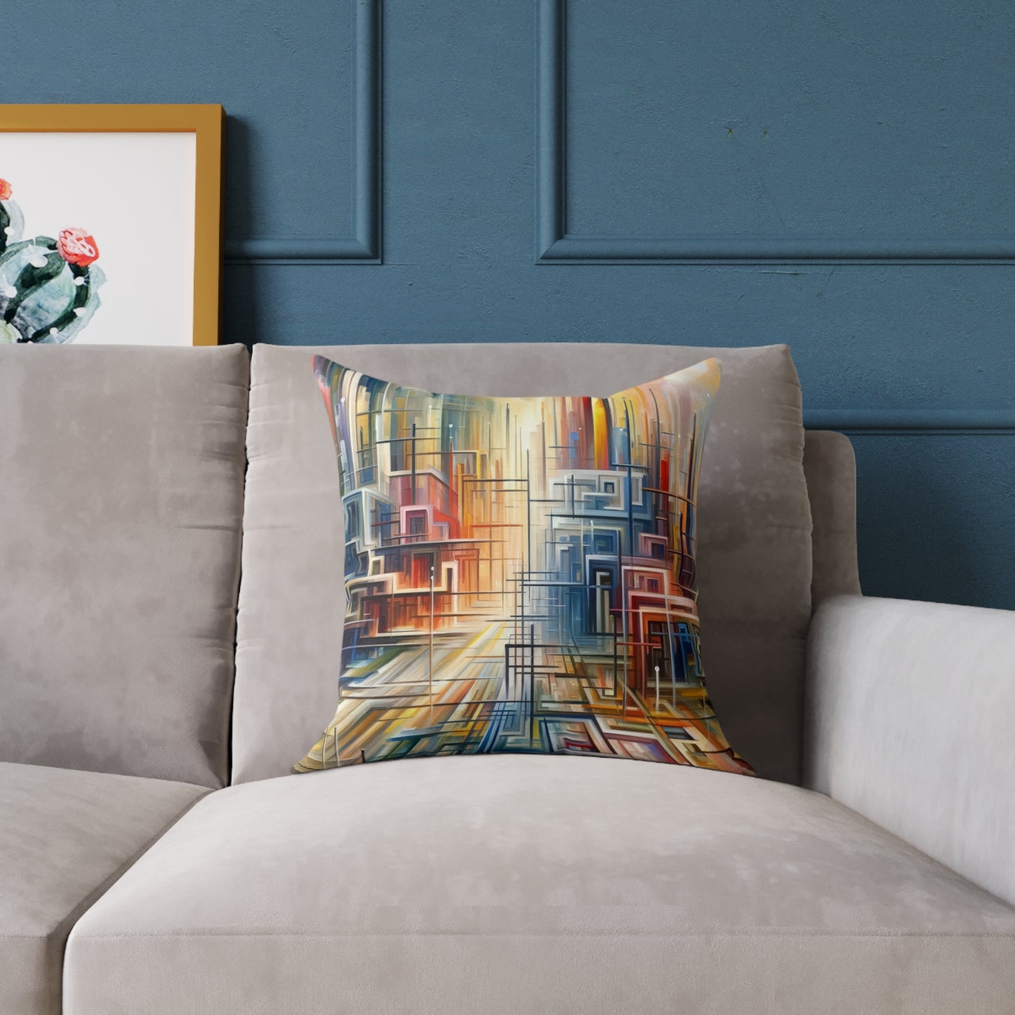 Urban Flow Interconnectedness Spun Polyester Pillow