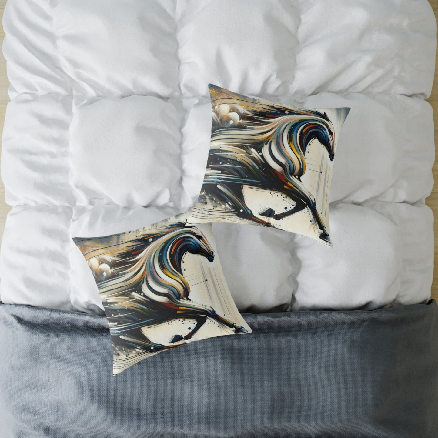 Hyperlinked Horsepower Gallop Spun Polyester Pillow