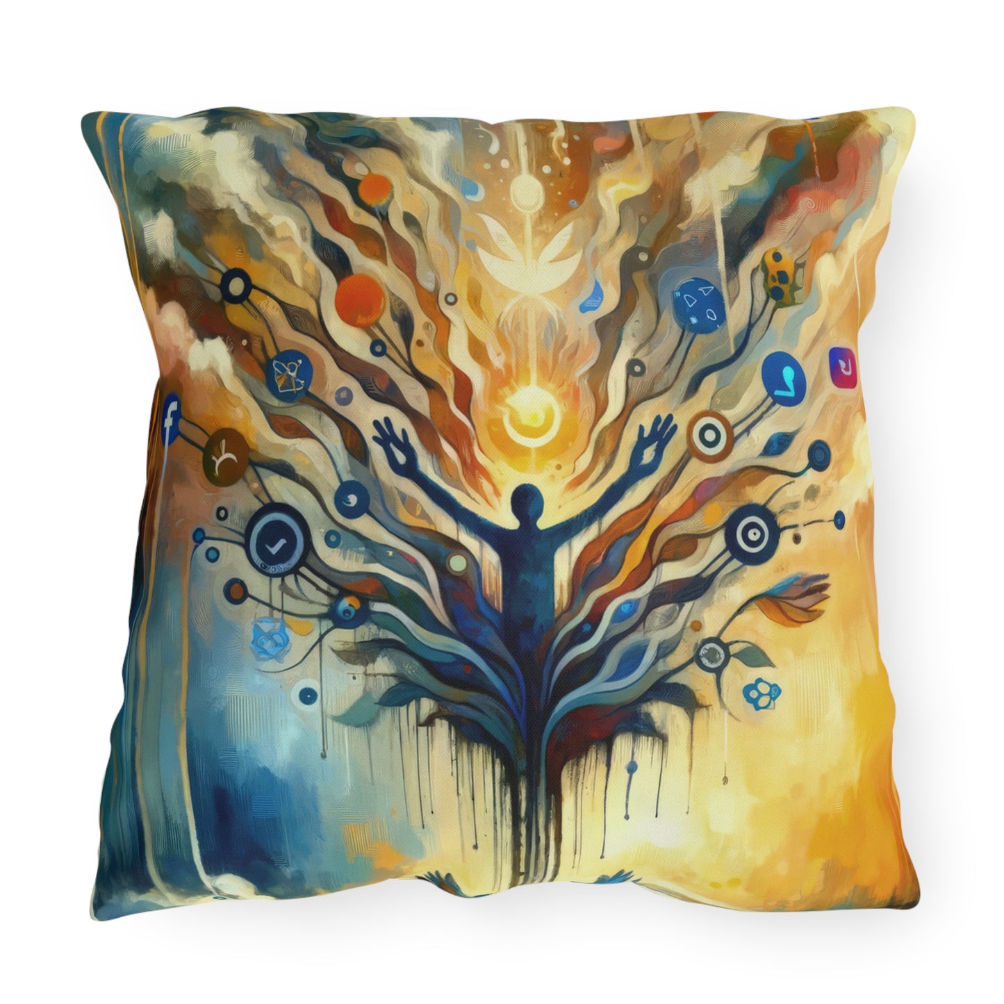 Reflective Digital Meditation Outdoor Pillows