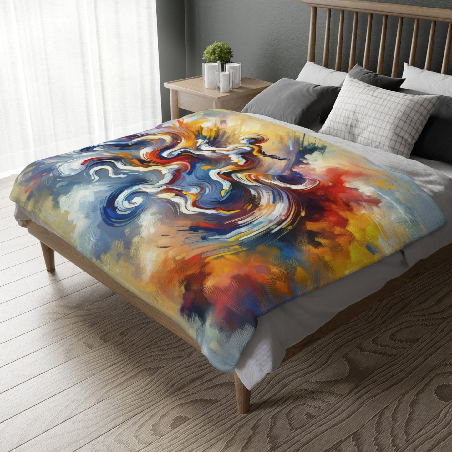 Dancing Disruption Tachism Velveteen Microfiber Blanket (Two-sided print)
