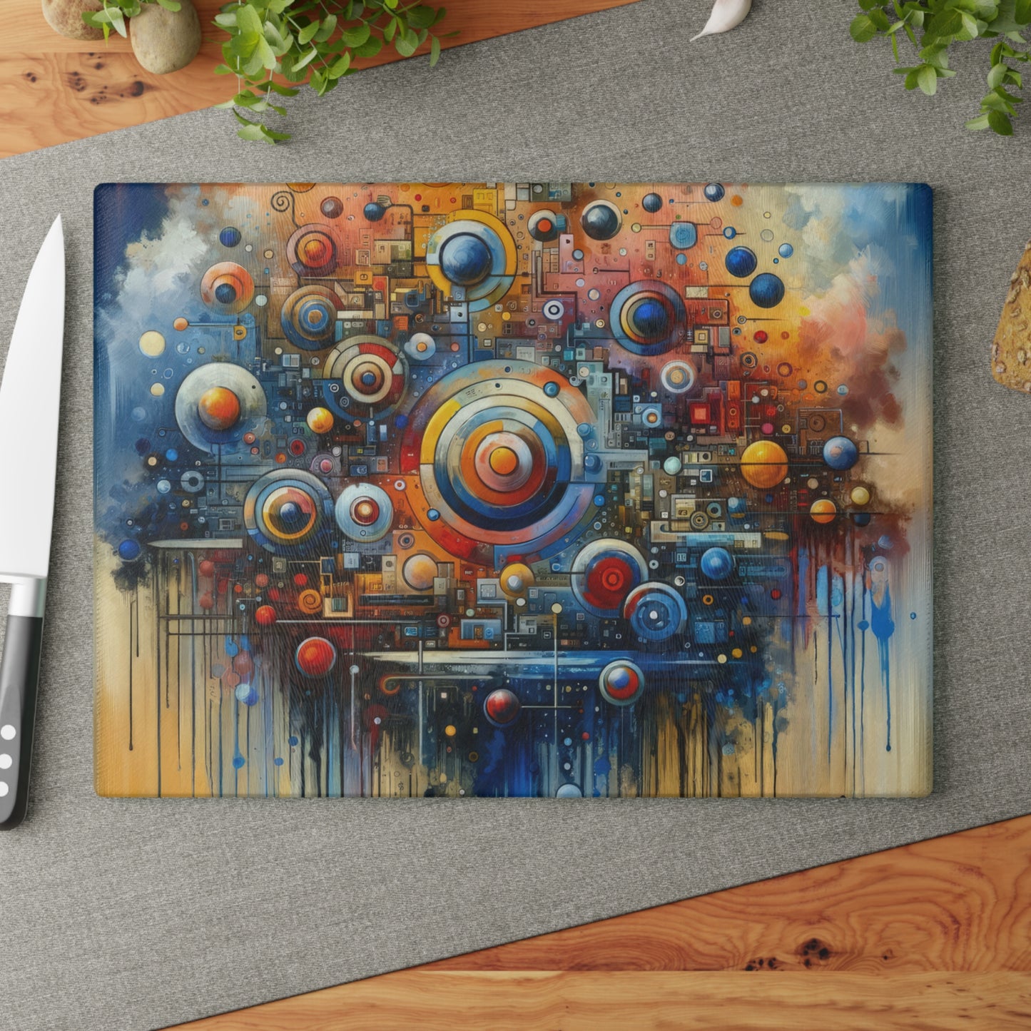 Connected Virtuality Canvas Glass Cutting Board