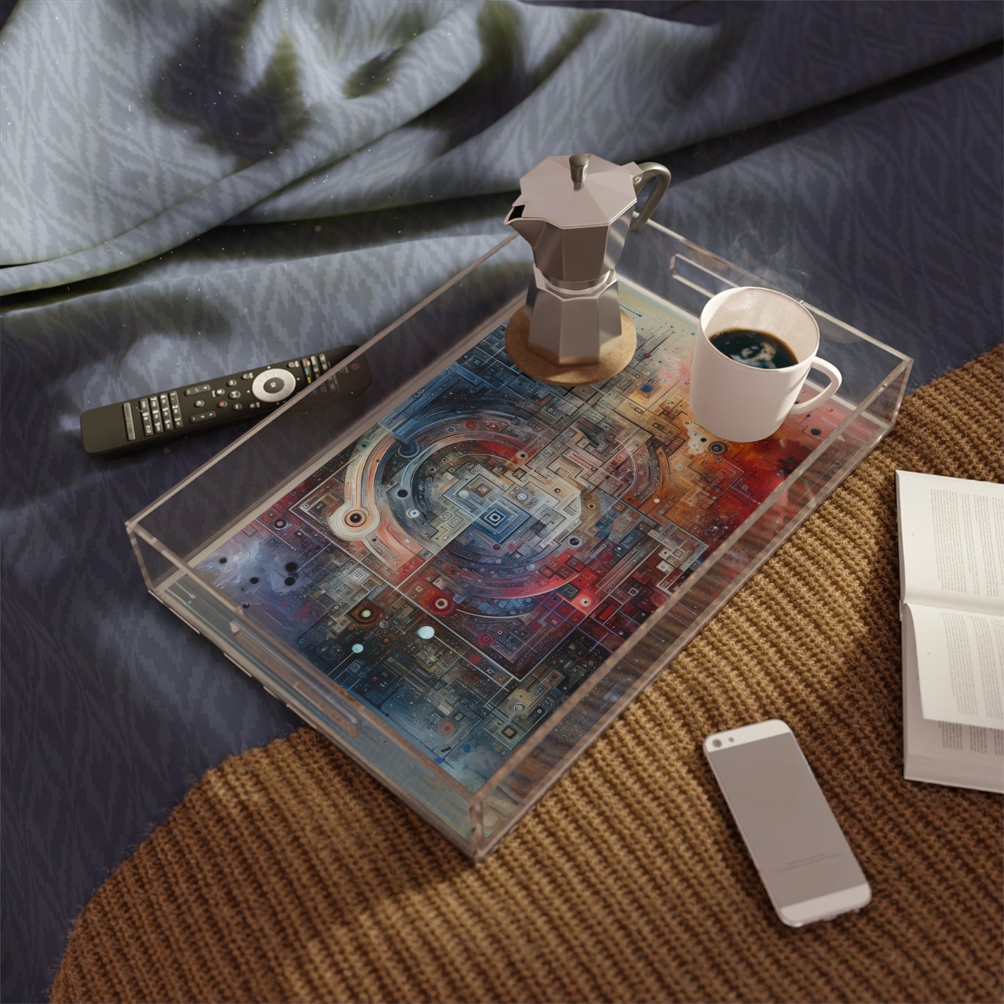 Awareness Algorithm Tachism Acrylic Serving Tray