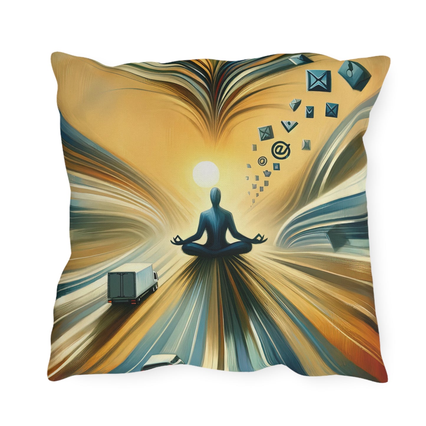 Meditative Commute Flow Outdoor Pillows