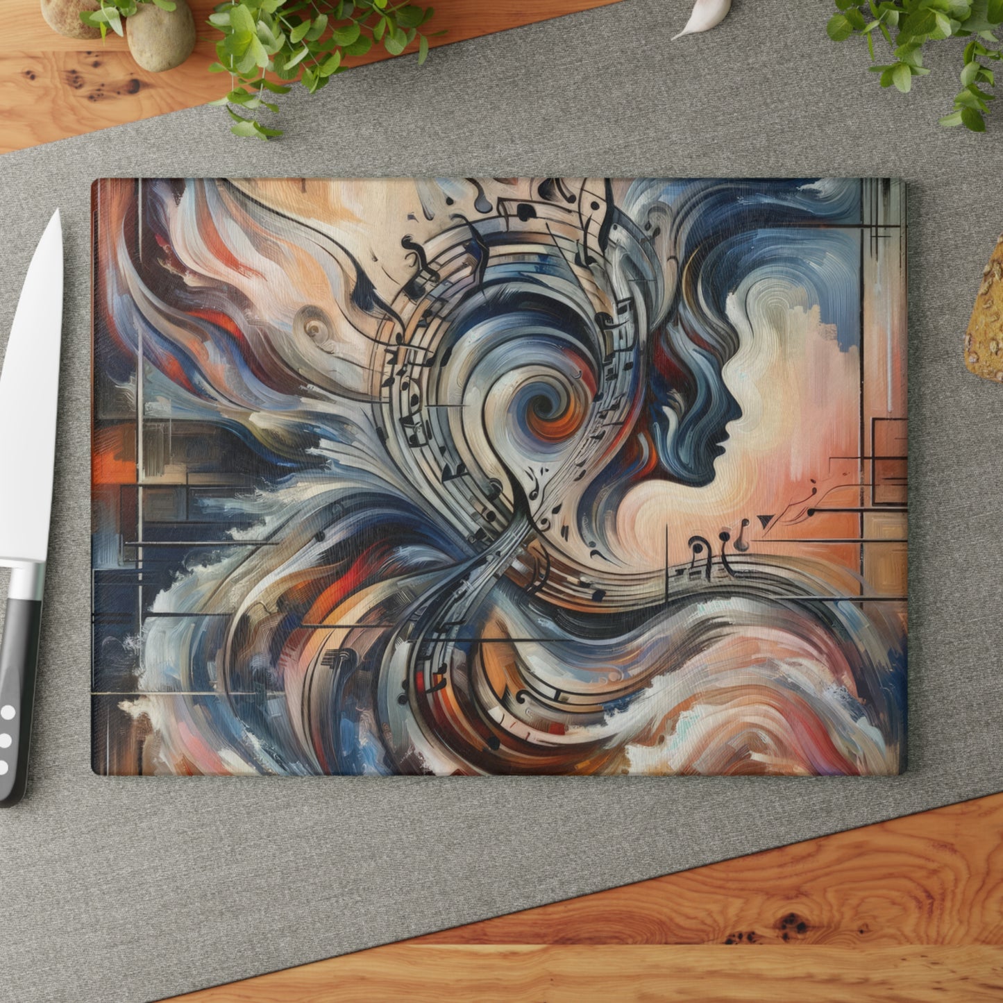 Symphonic Empathic Swirls Glass Cutting Board