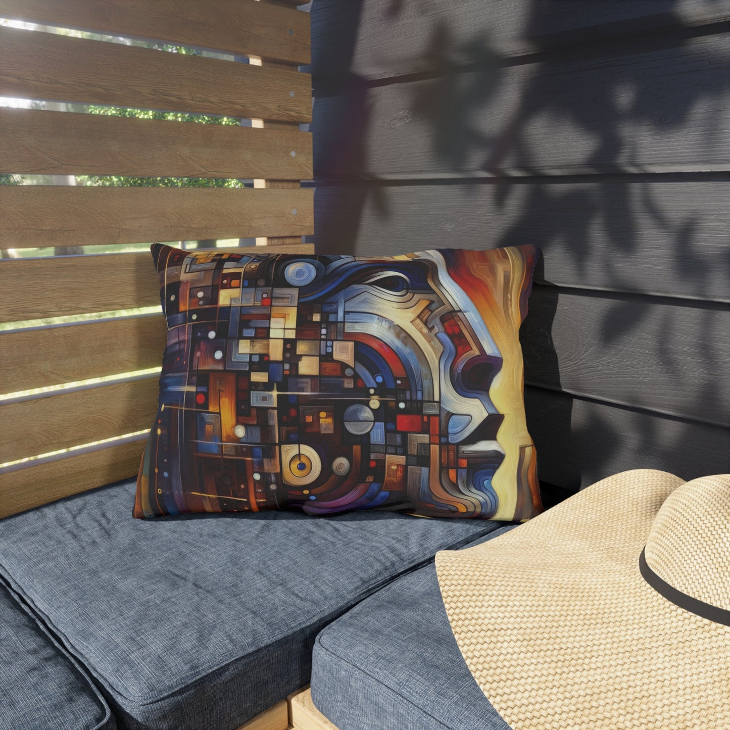 Reflective Tachism Shield Outdoor Pillows
