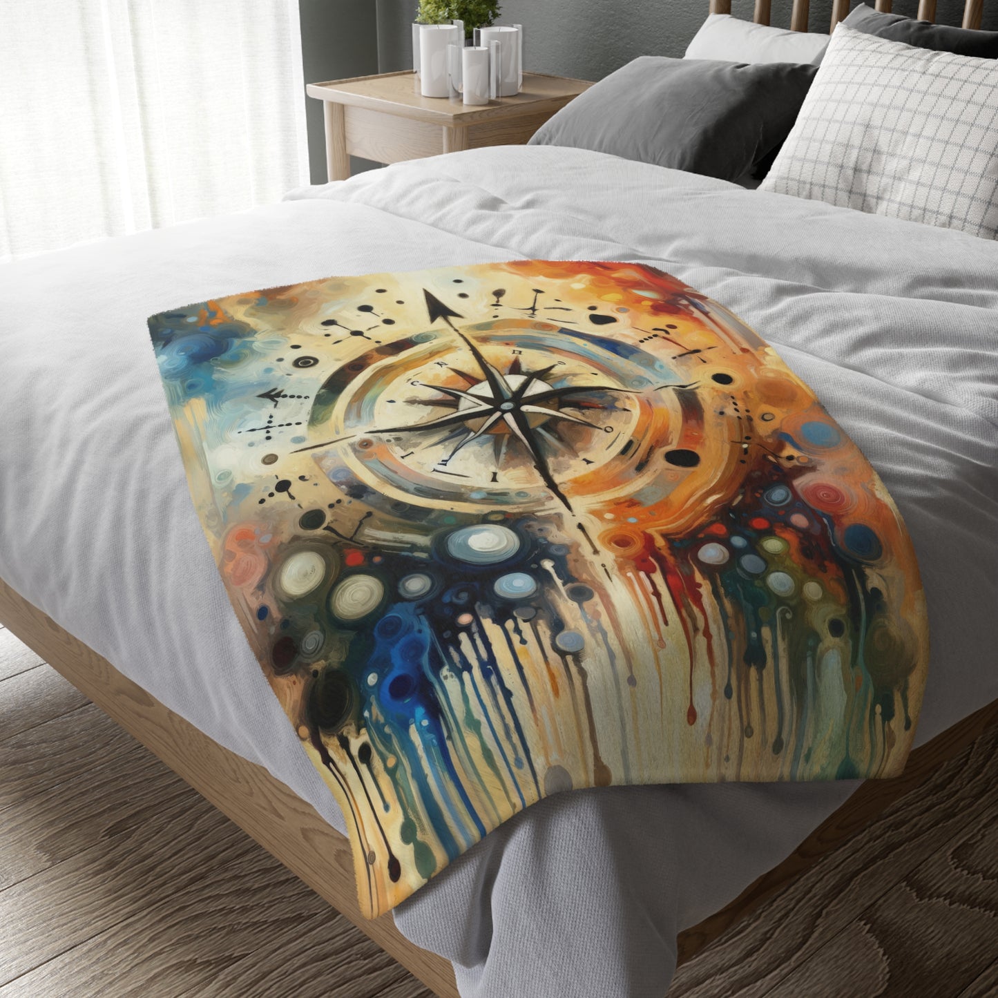 Guidance Abstract Compass Velveteen Microfiber Blanket (Two-sided print)