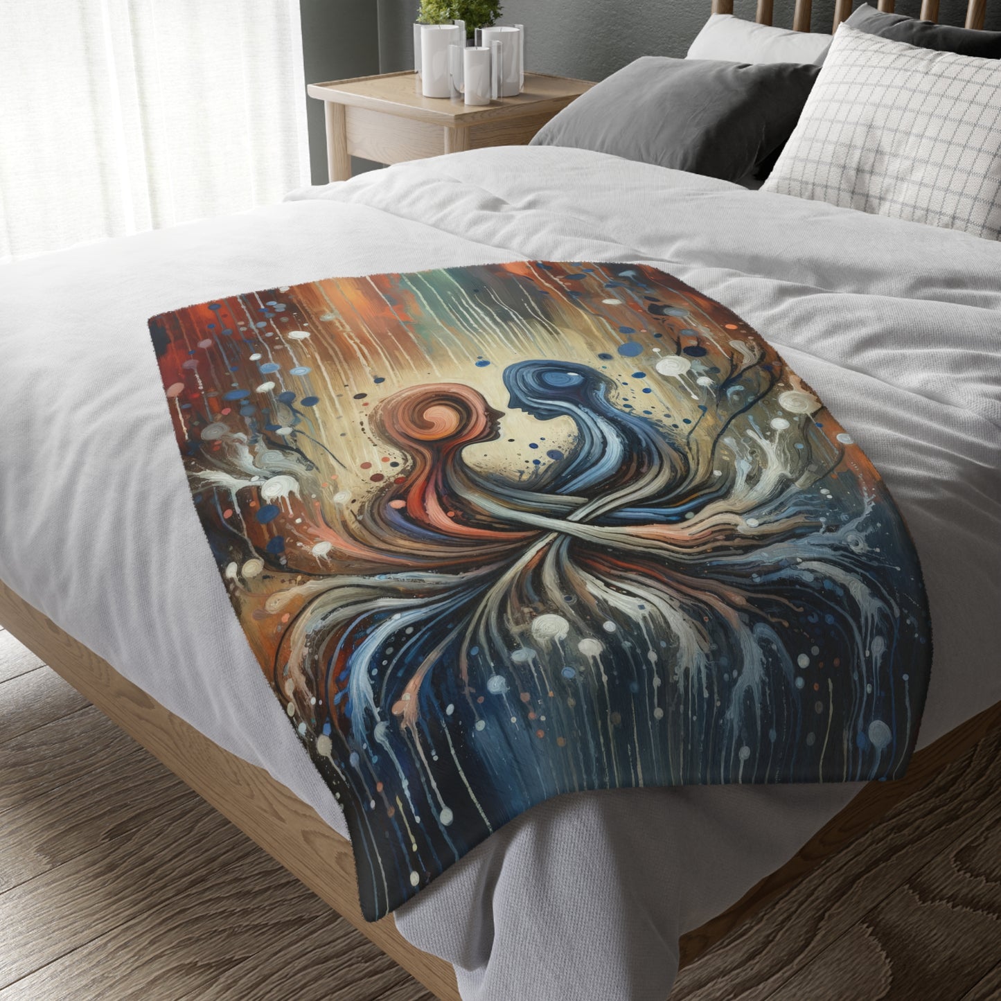 Empathic Connection Tachism Velveteen Microfiber Blanket (Two-sided print)