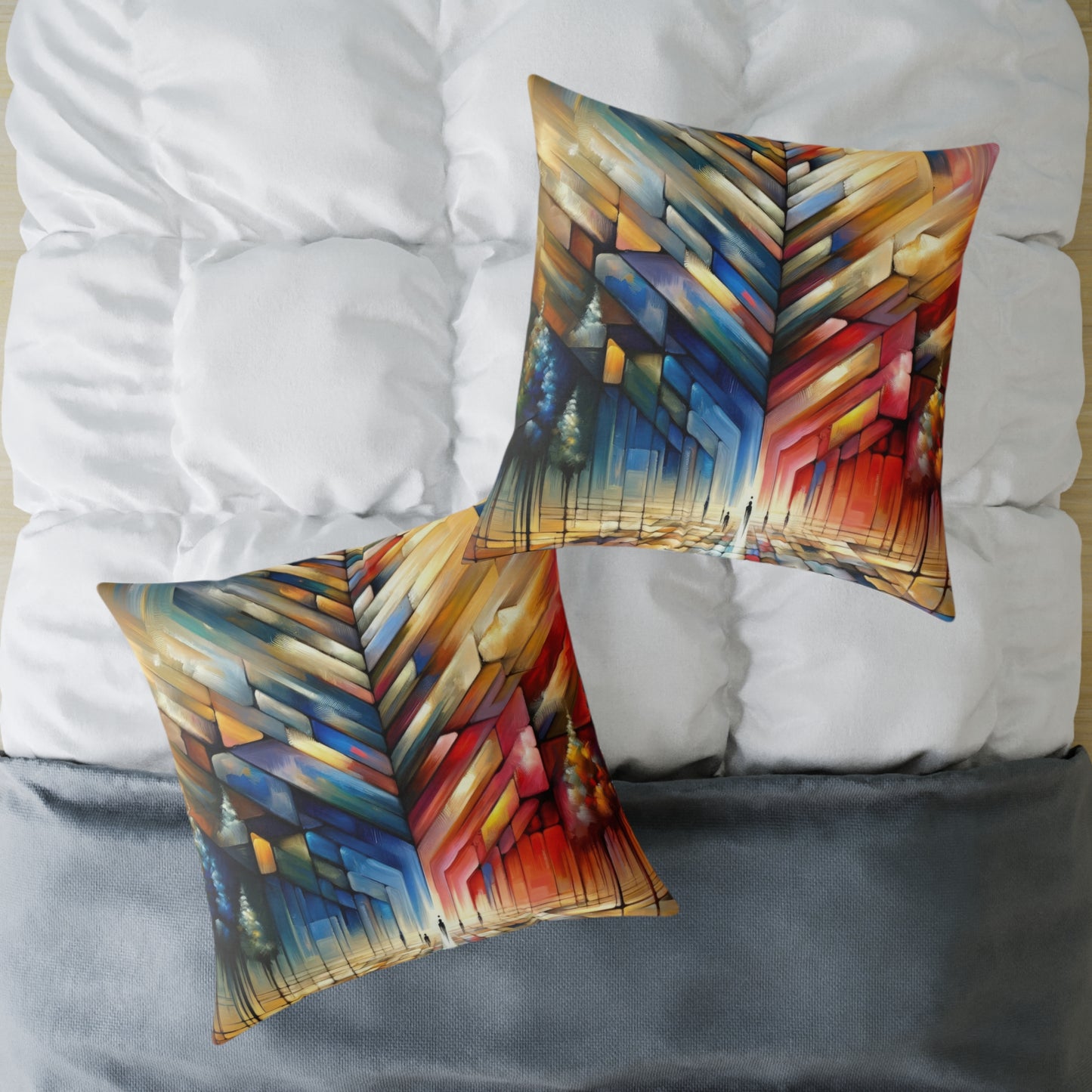Anchored Tenets Abstraction Spun Polyester Pillow
