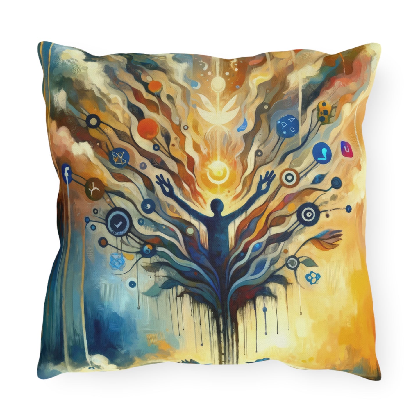 Reflective Digital Meditation Outdoor Pillows