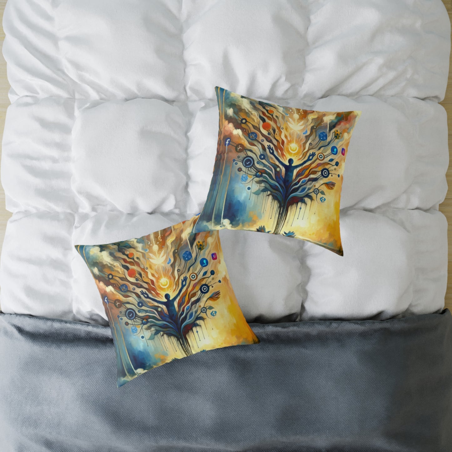 Reflective Digital Meditation Spun Polyester Pillow
