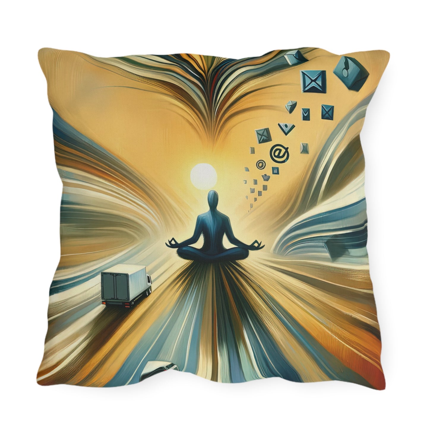 Meditative Commute Flow Outdoor Pillows